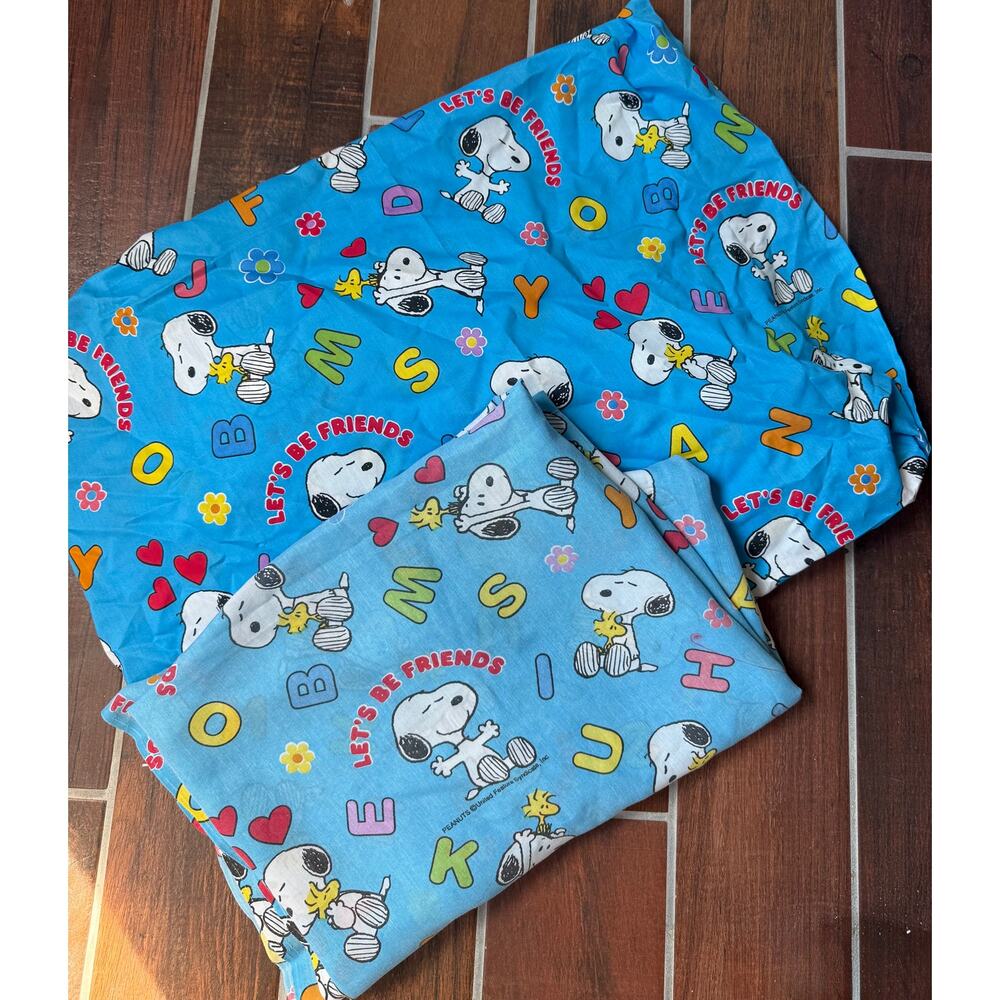 Vintage Peanuts "Let's Be Friends" Fitted Sheet and Flat Sheet TWIN